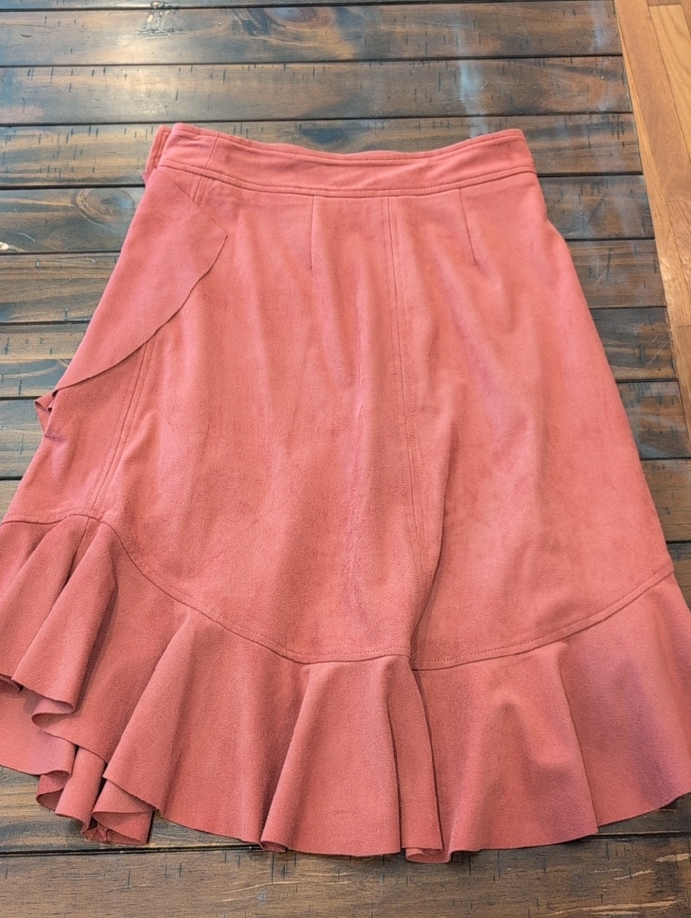 Maeve Marston Ruffle Wrap Skirt Faux Suede Anthropologie - Picture 10 of 10